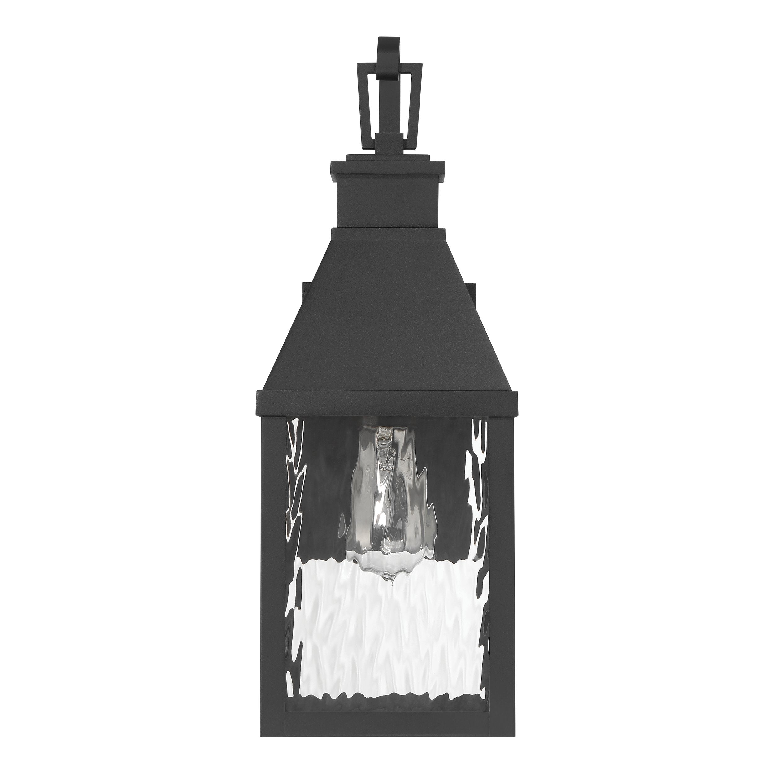 Glencrest 18-inch 1-light Textured Black Exterior Wall Sconce with Clear Water Glass