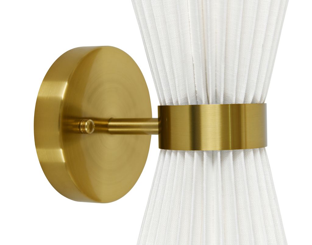 Amore 2 Light Aged Brass Linen Wall Sconce with White Shades