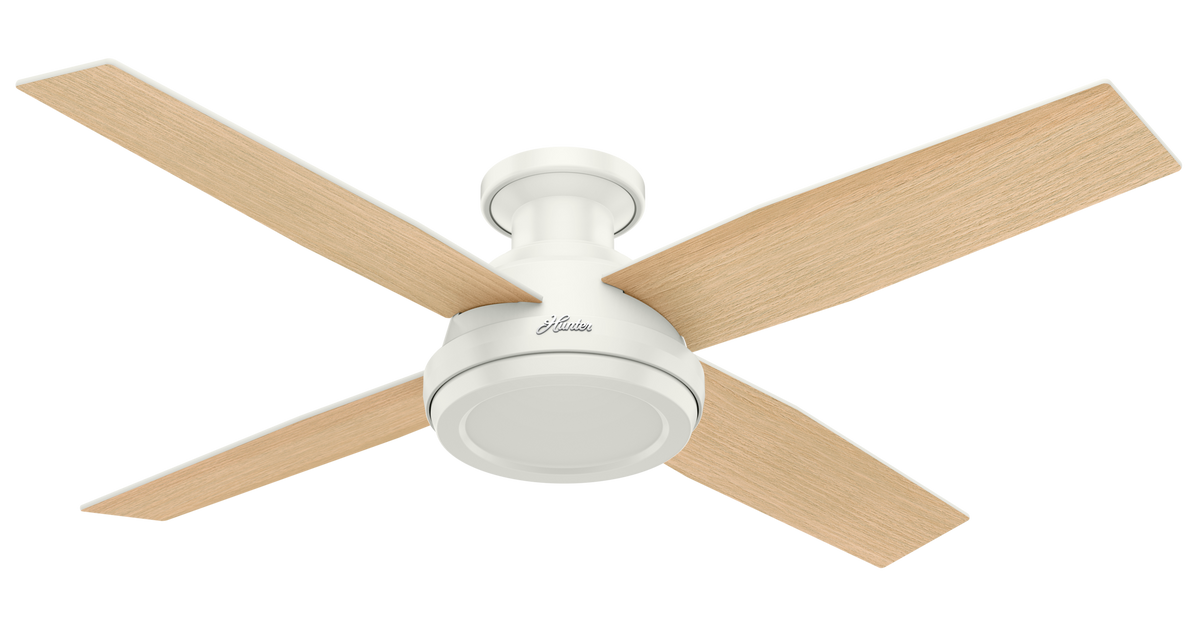 52 inch Dempsey Fresh White Low Profile Ceiling Fan and Handheld Remote