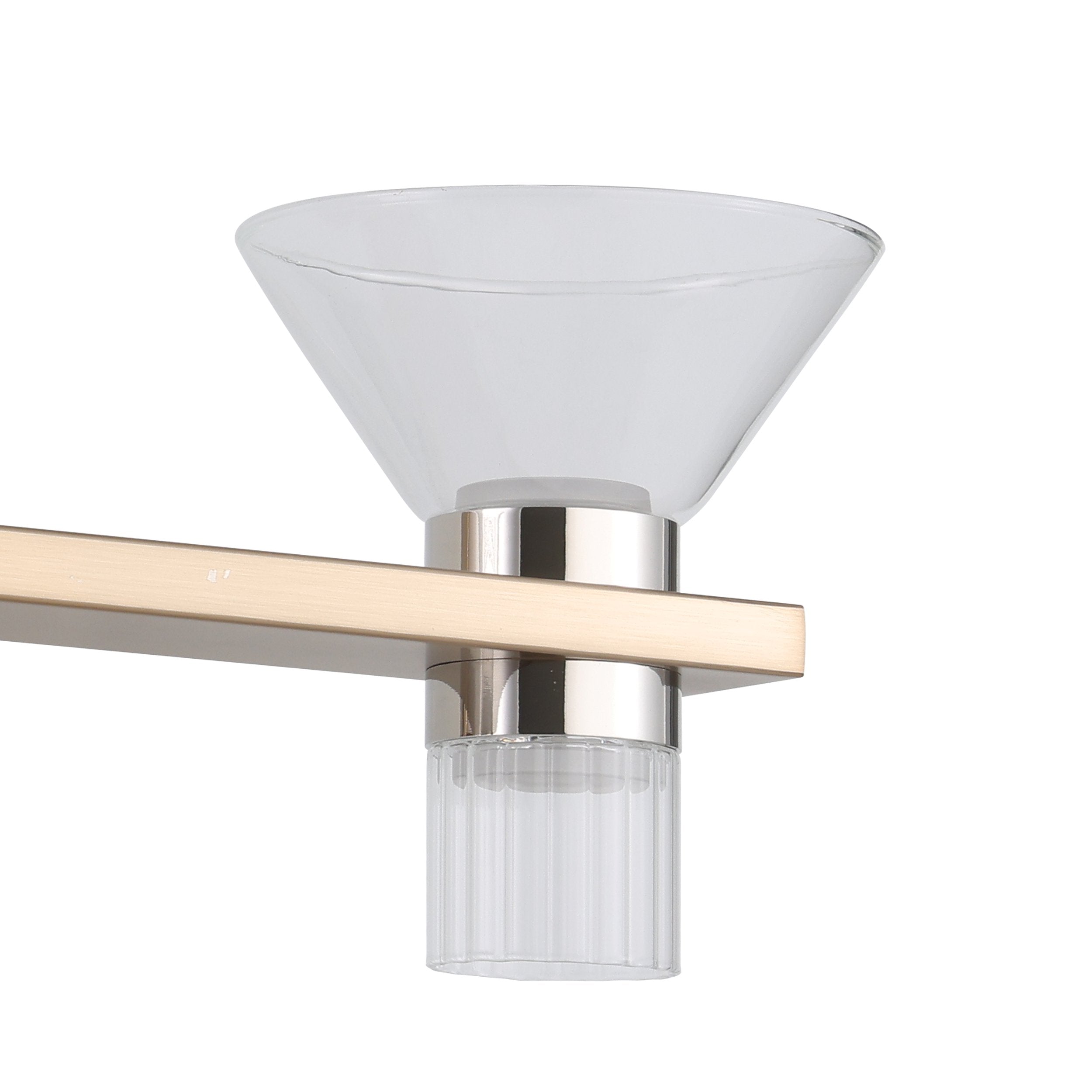 Blake 25-inch 6-light Champagne Gold and Polished Nickel 5CCT LED Vanity Light with Clear and Clear Ribbed Glass