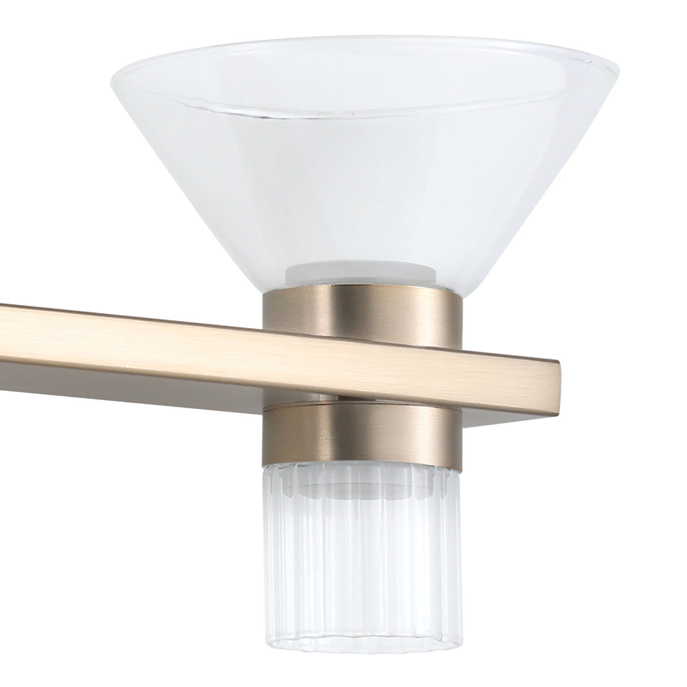 Blake 25-inch 6-light Champagne Gold and Polished Nickel 5CCT LED Vanity Light with Clear and Clear Ribbed Glass