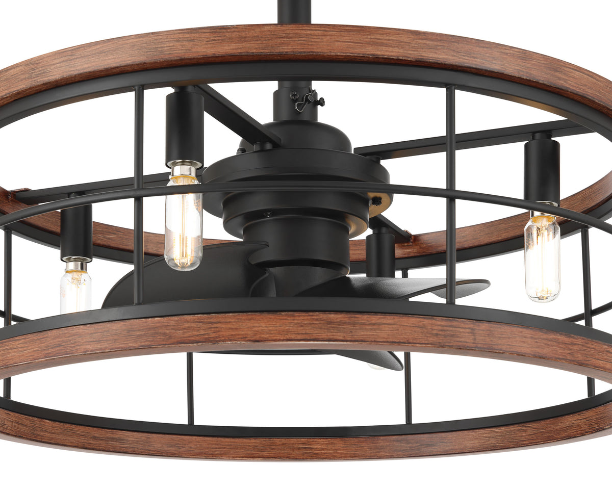 22 inch Bridgette Fandelier Matte Black Ceiling Fan with Light Kit and Handheld Remote