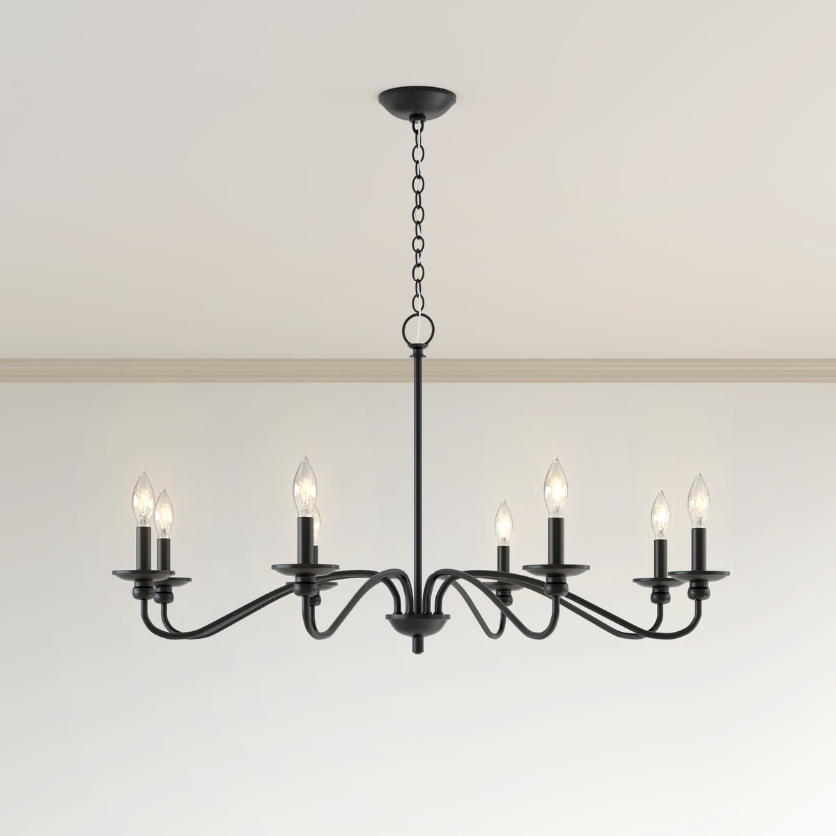 20.5'' Delvona Matte Black 8 Light Chandelier