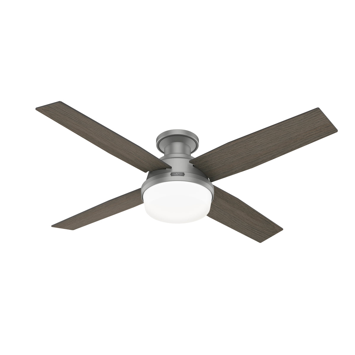 52 inch Dempsey Matte Silver Low Profile Ceiling Fan with LED Light Kit and Handheld Remote