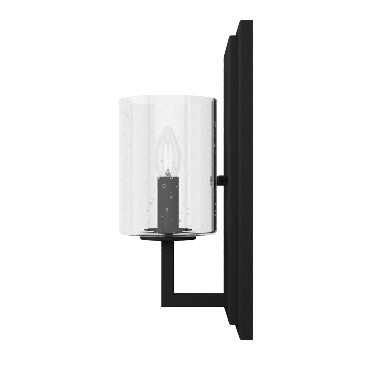 Kerrison 12-inch 1-light Natural Black Iron Wall Sconce with Seeded Glass