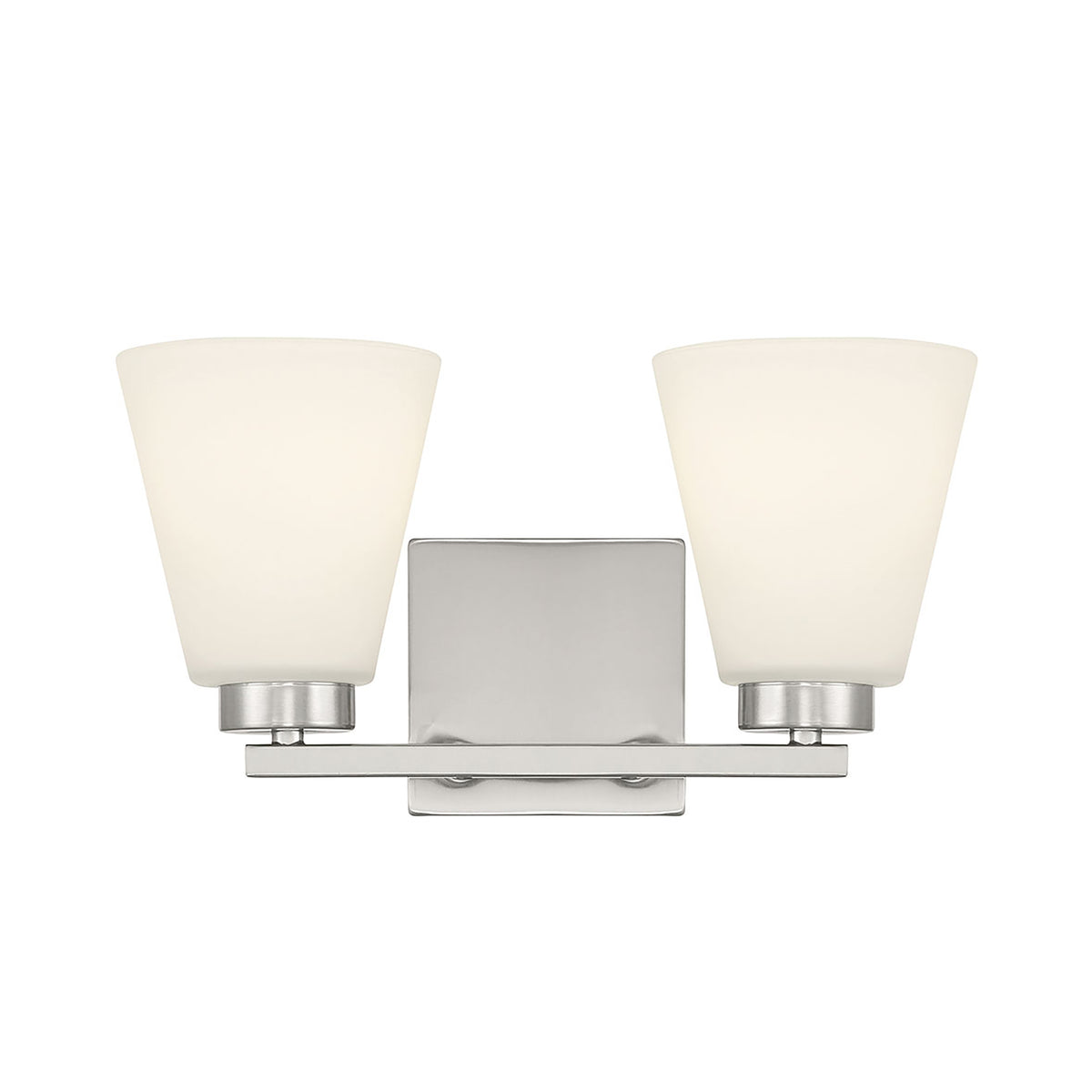 13-inch Strayhan Brushed Nickel 2-Light White Frosted Glass Bathroom Vanity Light
