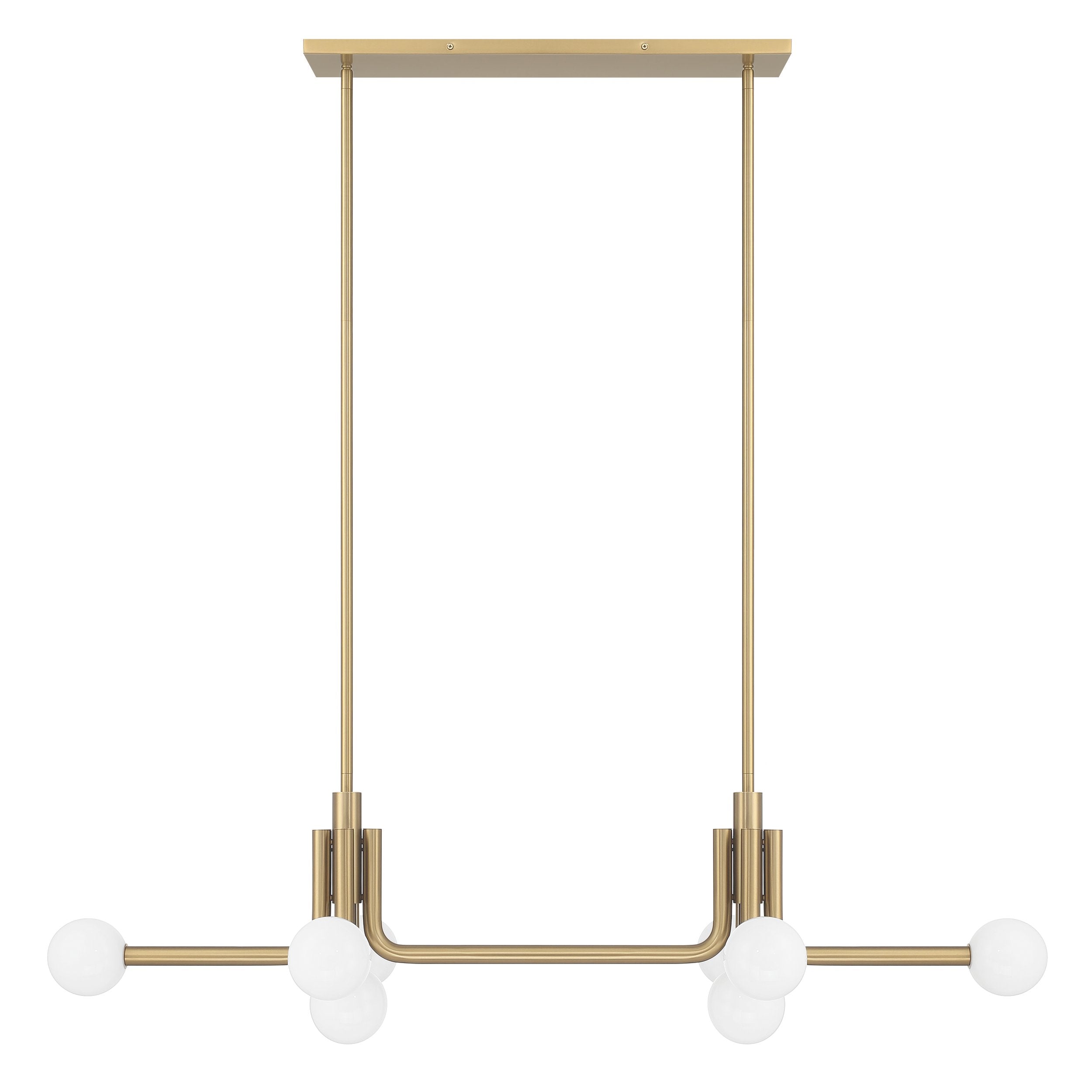 Stockholm 50-inch 8-light Champagne Gold Linear Chandelier with Opal Glass Shades