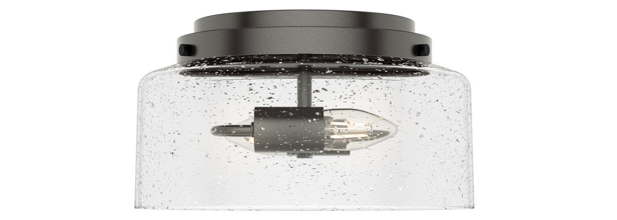 Hartland 11.5-inch 2-light Noble Bronze Flush Mount Ceiling Light with Seeded Glass