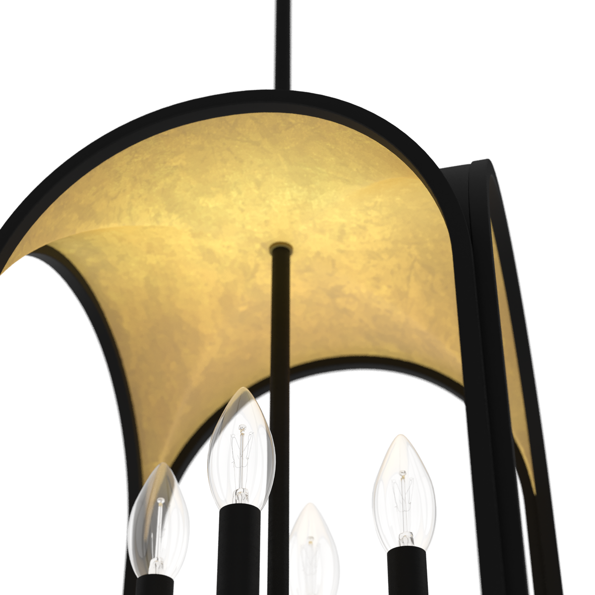 Dukestown 12-inch 4-light Natural Black Iron and Gold Leaf Lantern Pendant