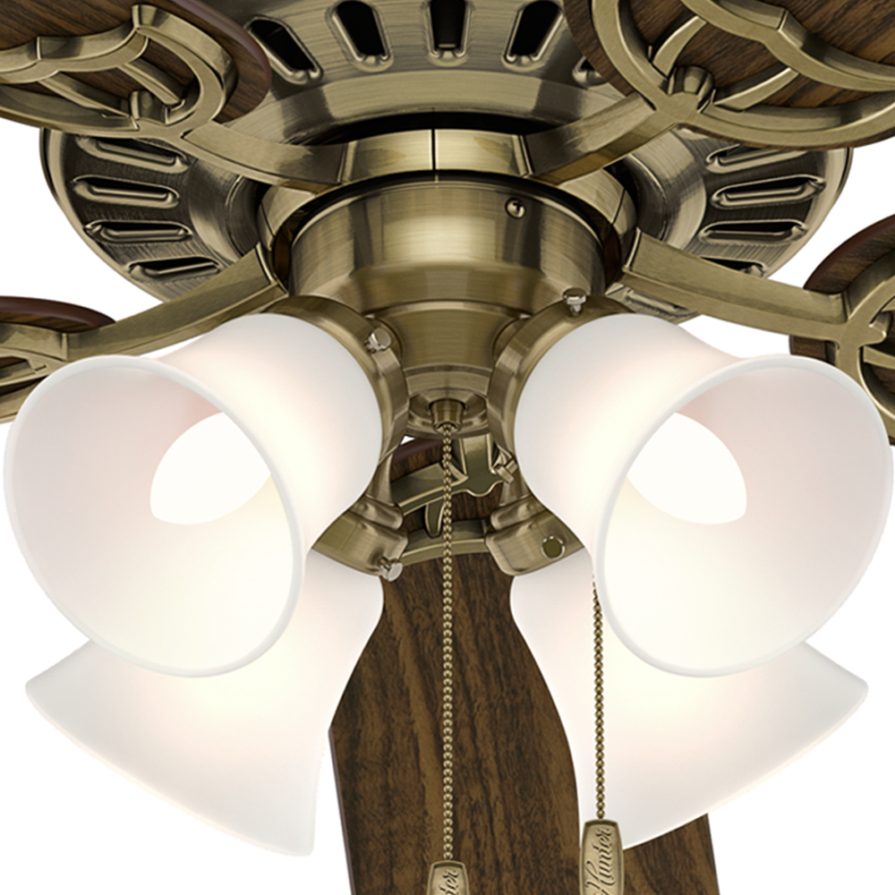 52 inch Studio Series Antique Brass Ceiling Fan with LED Light Kit and Pull Chain