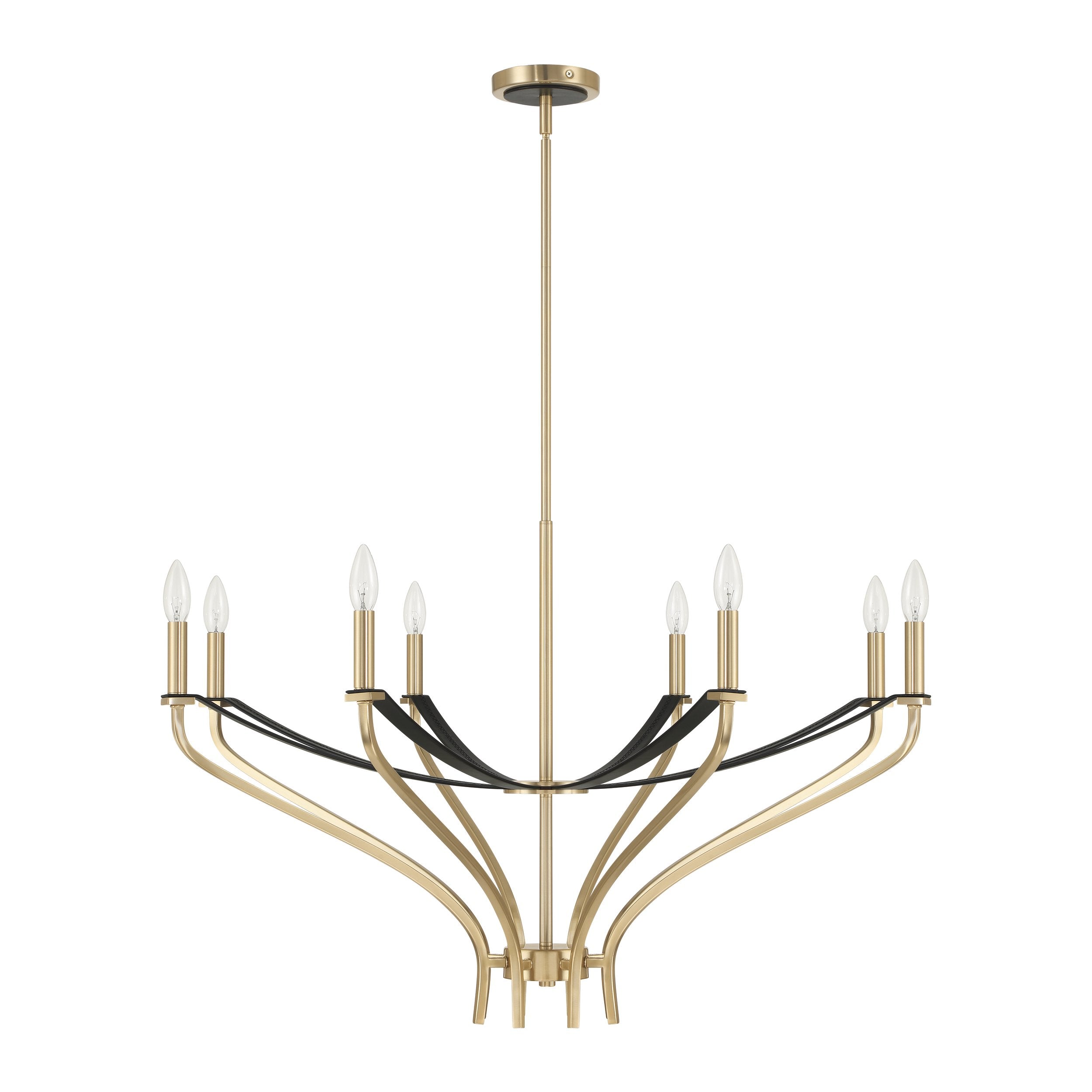 Sussex 36-inch 8-light Champagne Gold and Black Faux Leather Chandelier