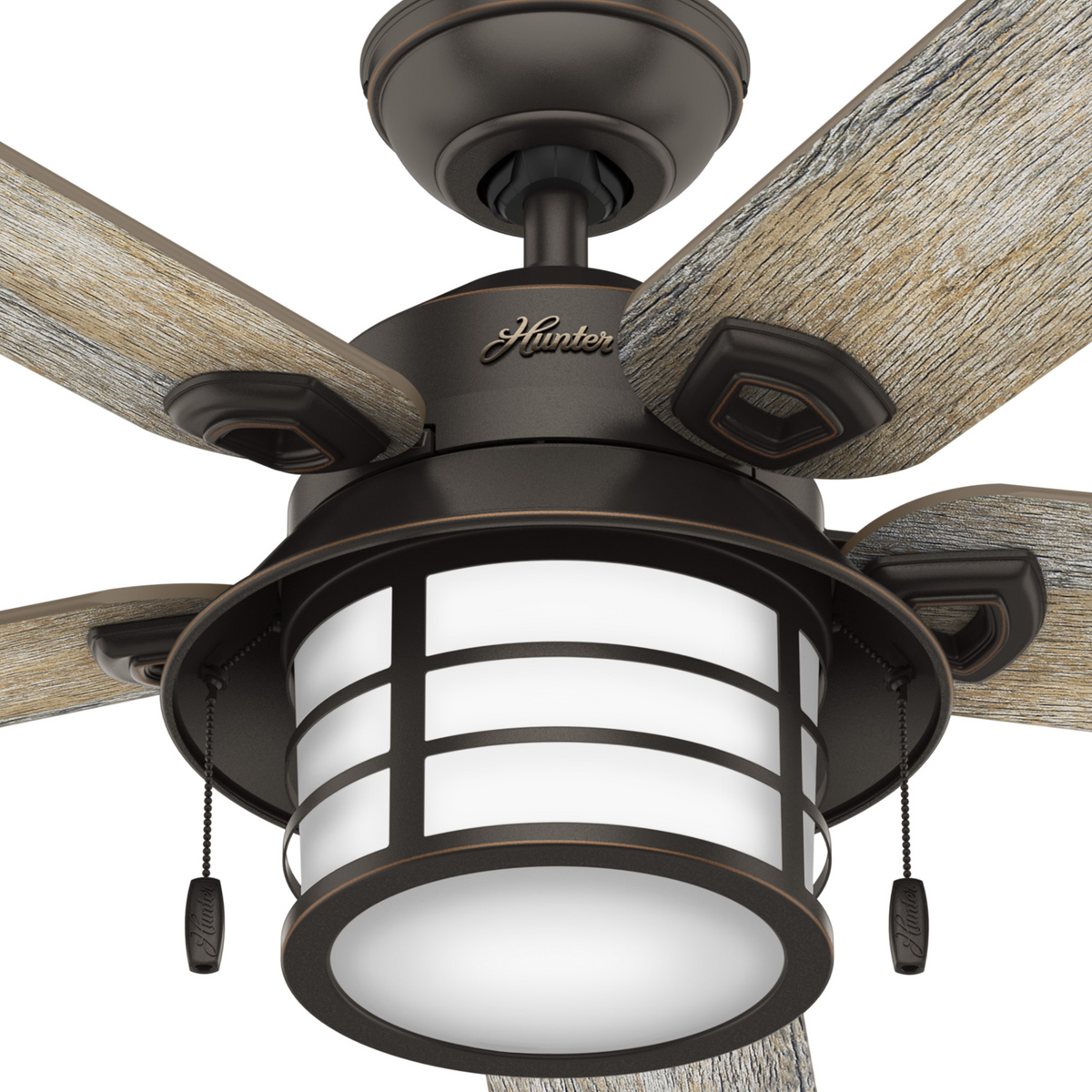 54 inch Key Biscayne Onyx Bengal Damp Rated Ceiling Fan with LED Light Kit and Pull Chain