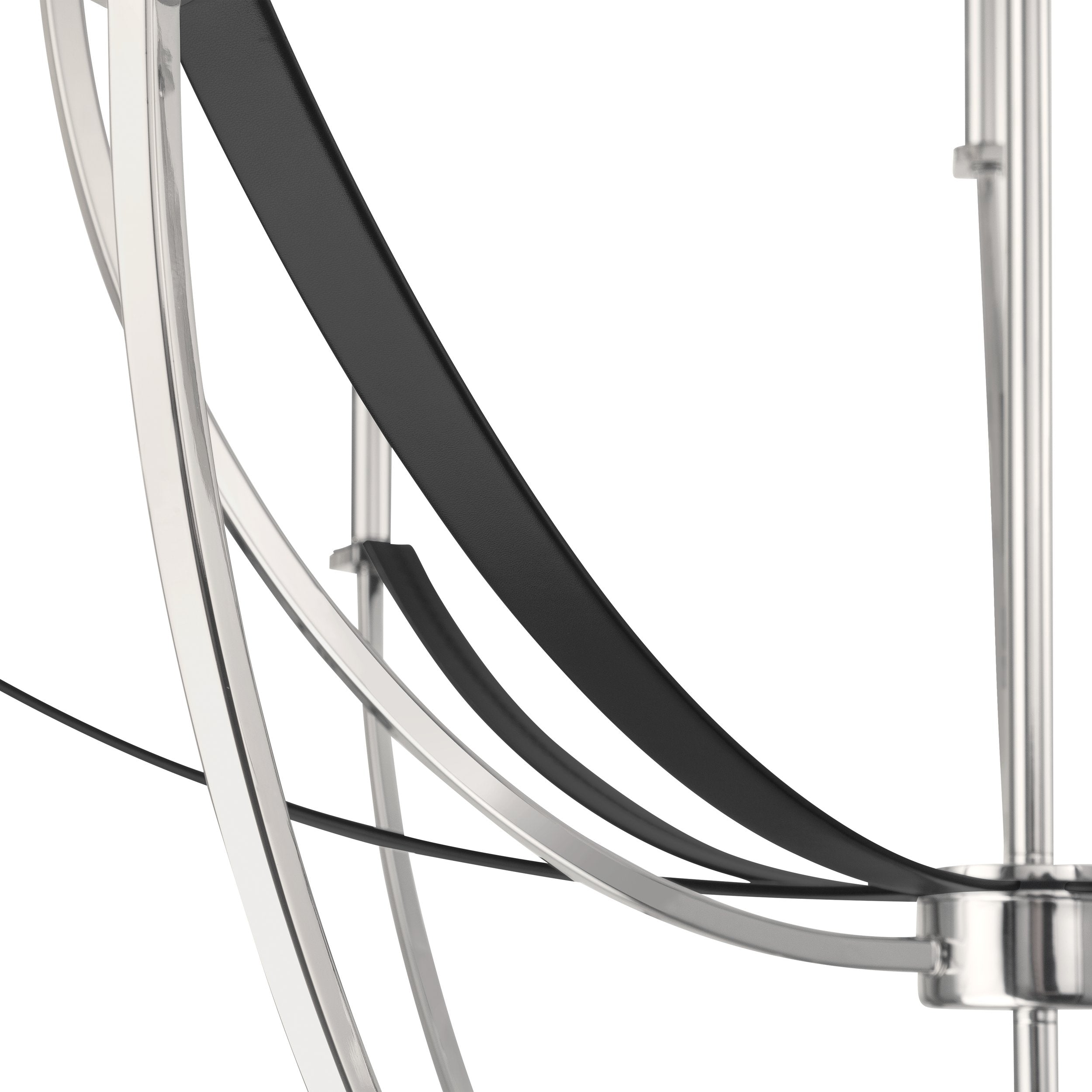 Sussex 40-inch 9-light Polished Nickel and Black Faux Leather Chandelier