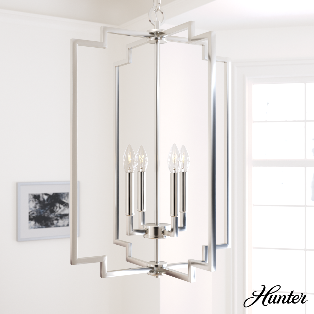 Devon Park 38-inch 5-light Brushed Nickel and Grey Wood Linear Chandelier with Clear Glass
