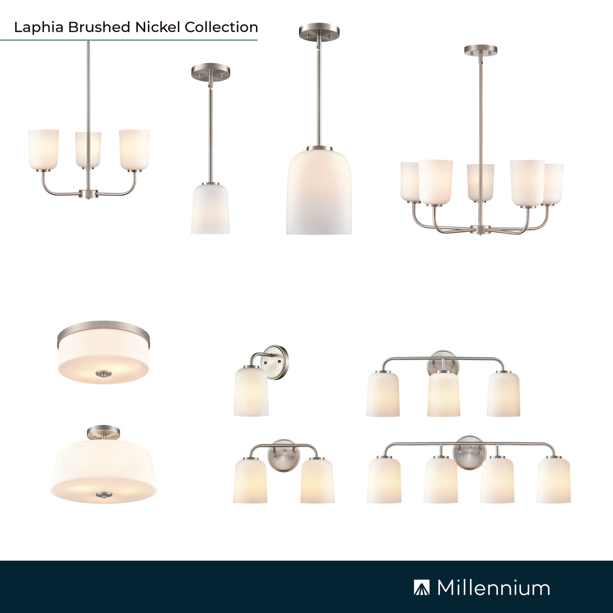 11'' Laphia Brushed Nickel 3 Light Chandelier