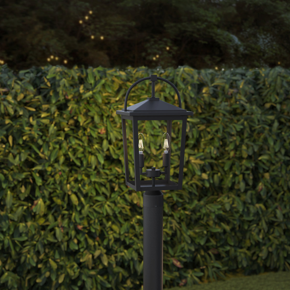 19.75'' Strathden Powder Coated Black 2 Light Post Lantern
