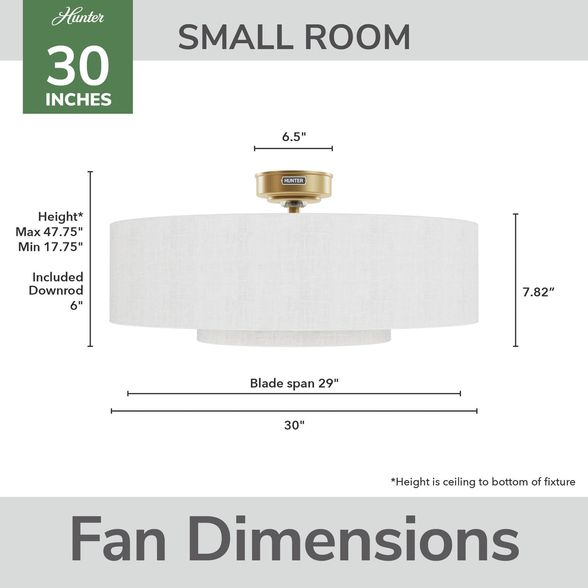 30 inch Brookside Luxe Gold Ceiling Fan with LED Light Kit and Handheld Remote