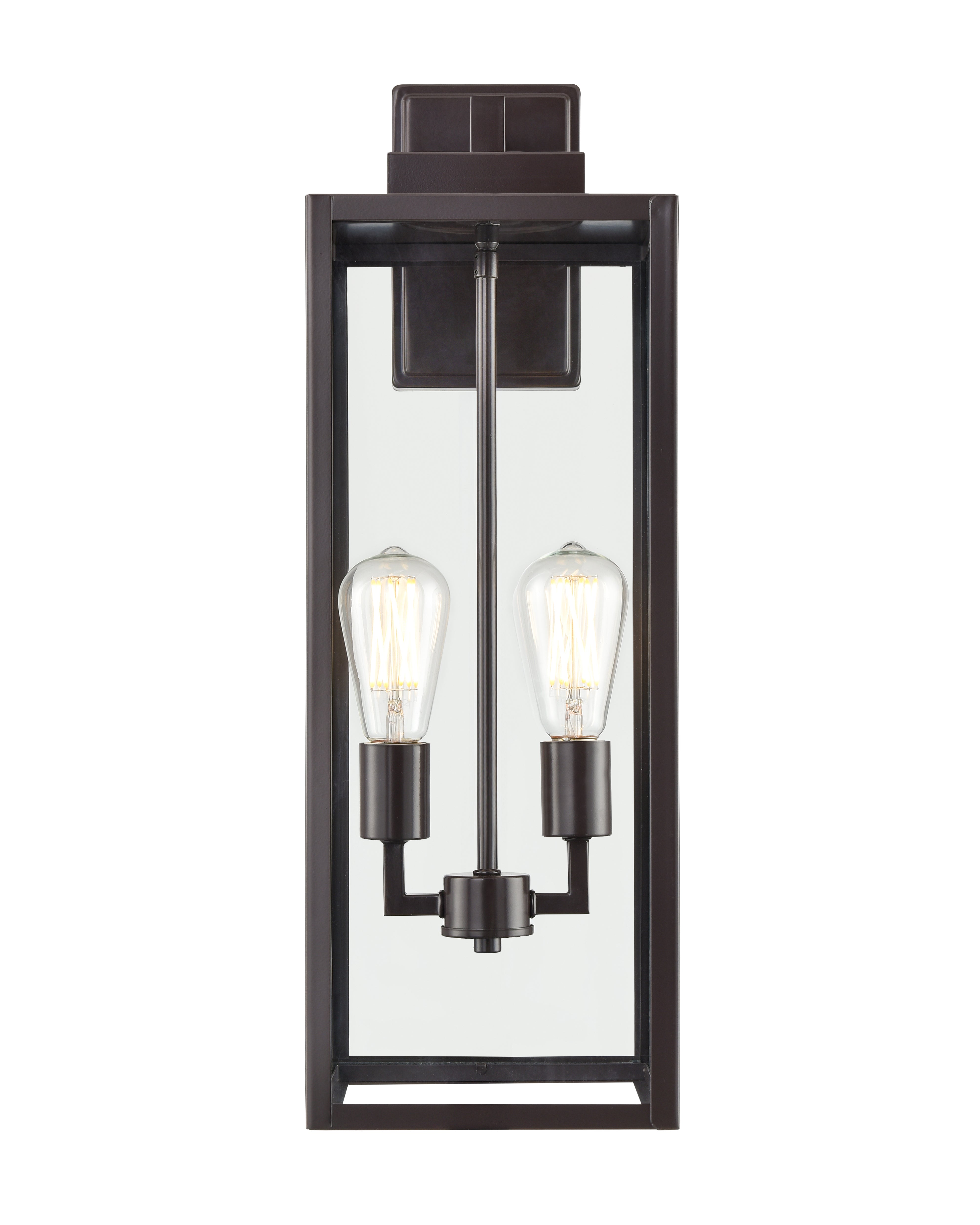 8'' Atless Powder Coated Bronze 2 Light Lantern