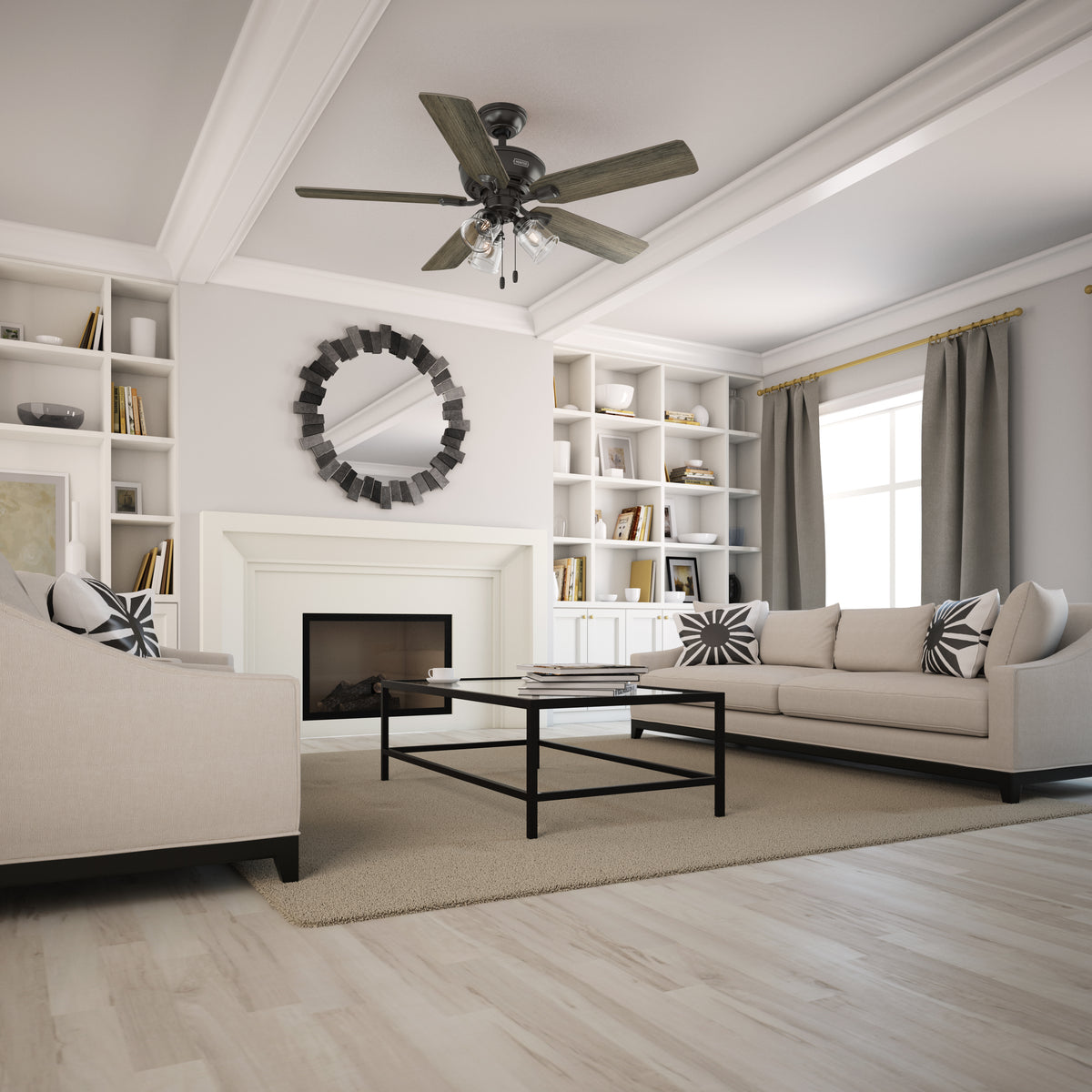 52 inch Rosner Noble Bronze Ceiling Fan with LED Light Kit and Pull Chain