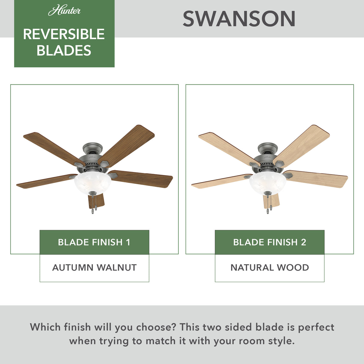 52 inch Swanson Matte Silver Ceiling Fan with LED Light Kit and Pull Chain