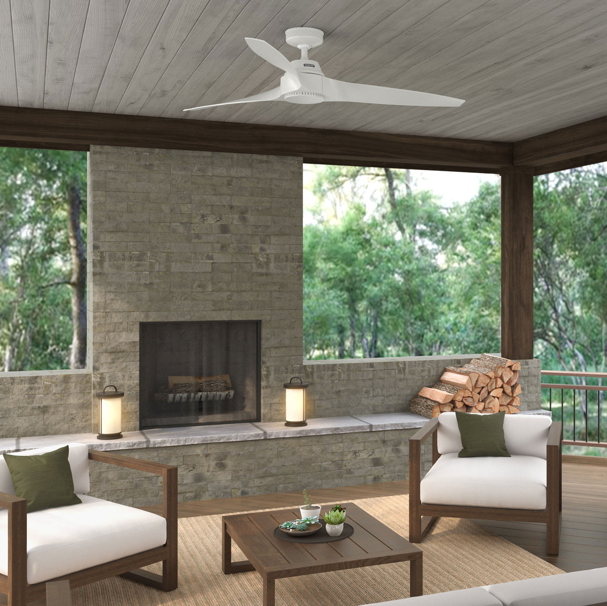 60 inch Mosley ENERGY STAR® Fresh White Damp Rated Ceiling Fan and Wall Control