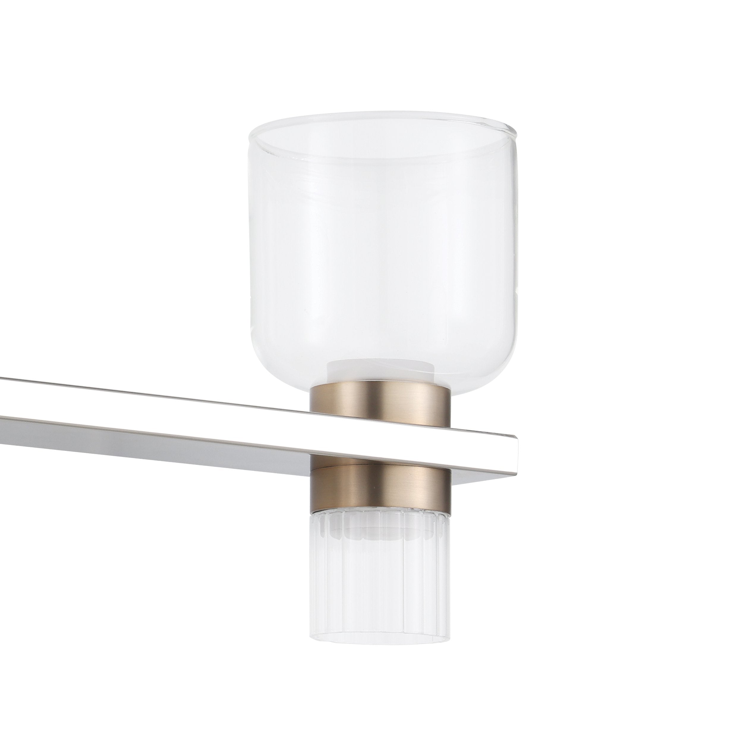 Amelia 24-inch 6-light Polished Nickel and Champagne Gold 5CCT LED Vanity Light with Clear and Clear Ribbed Glass