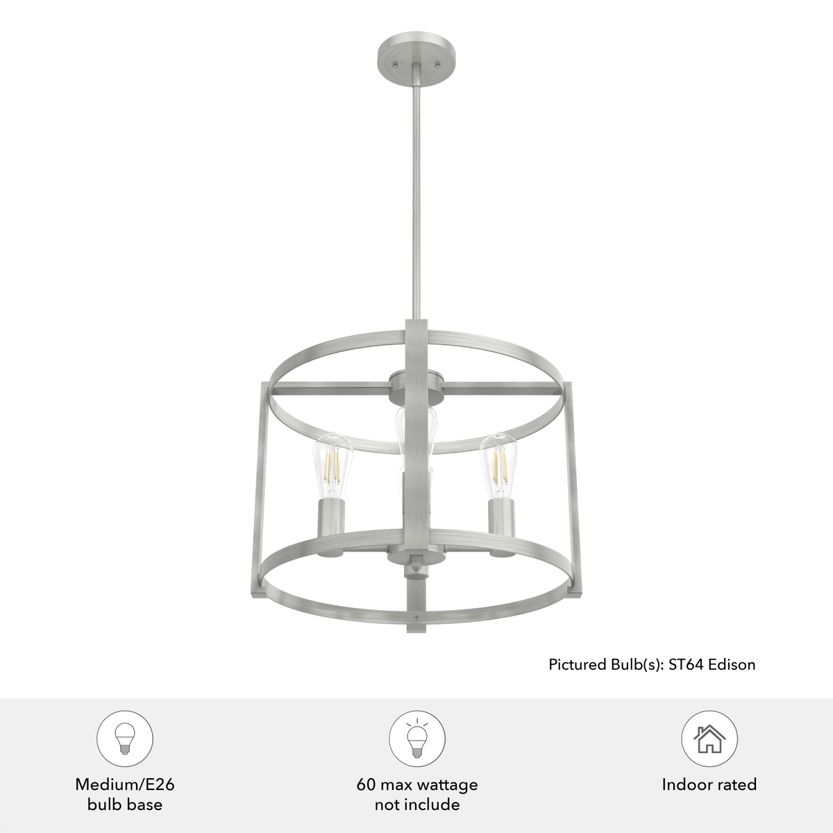 Astwood 18-inch 4-light Brushed Nickel Drum Chandelier