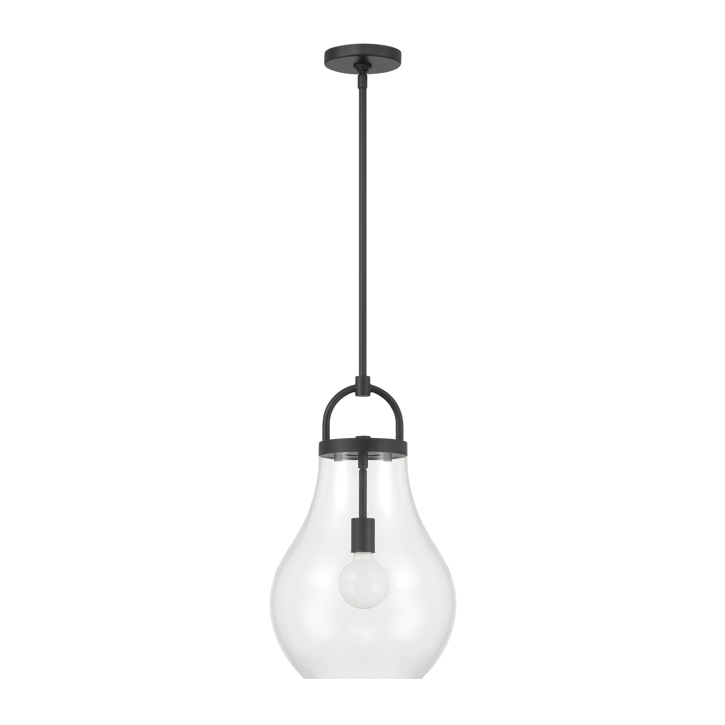 Mansfield 12-inch 1-light Matte Black Pendant Light with Clear Glass Shade