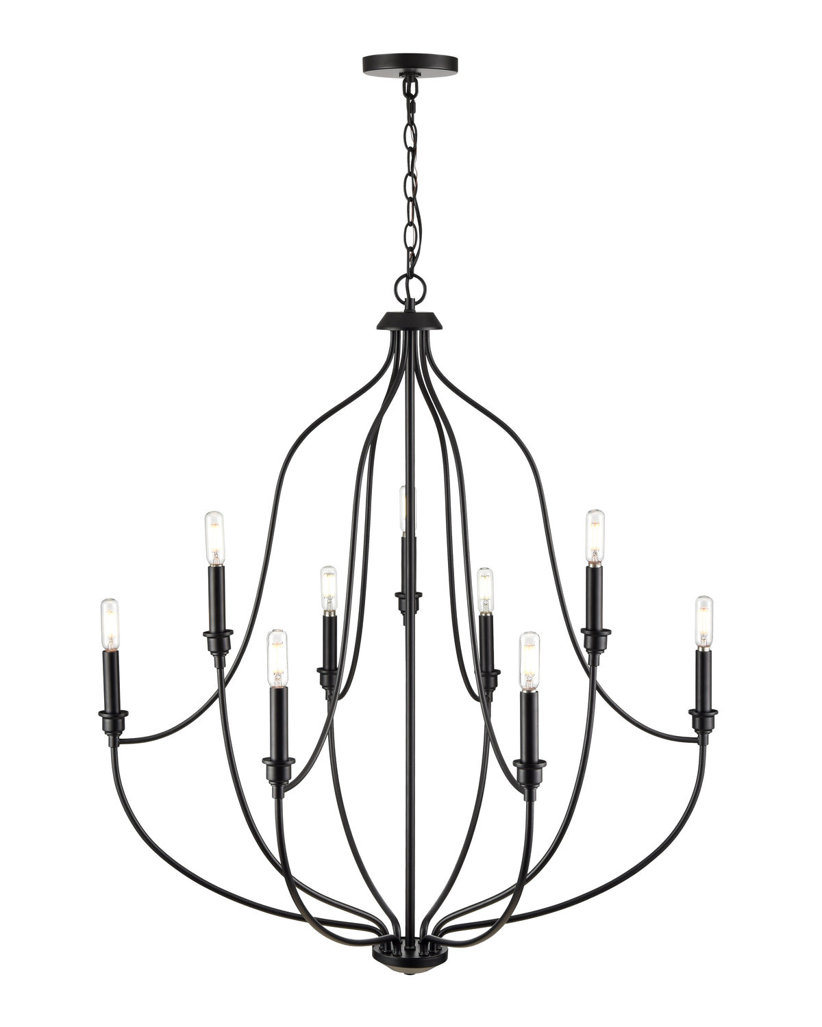 37.25'' Senoia Matte Black 9 Light Chandelier