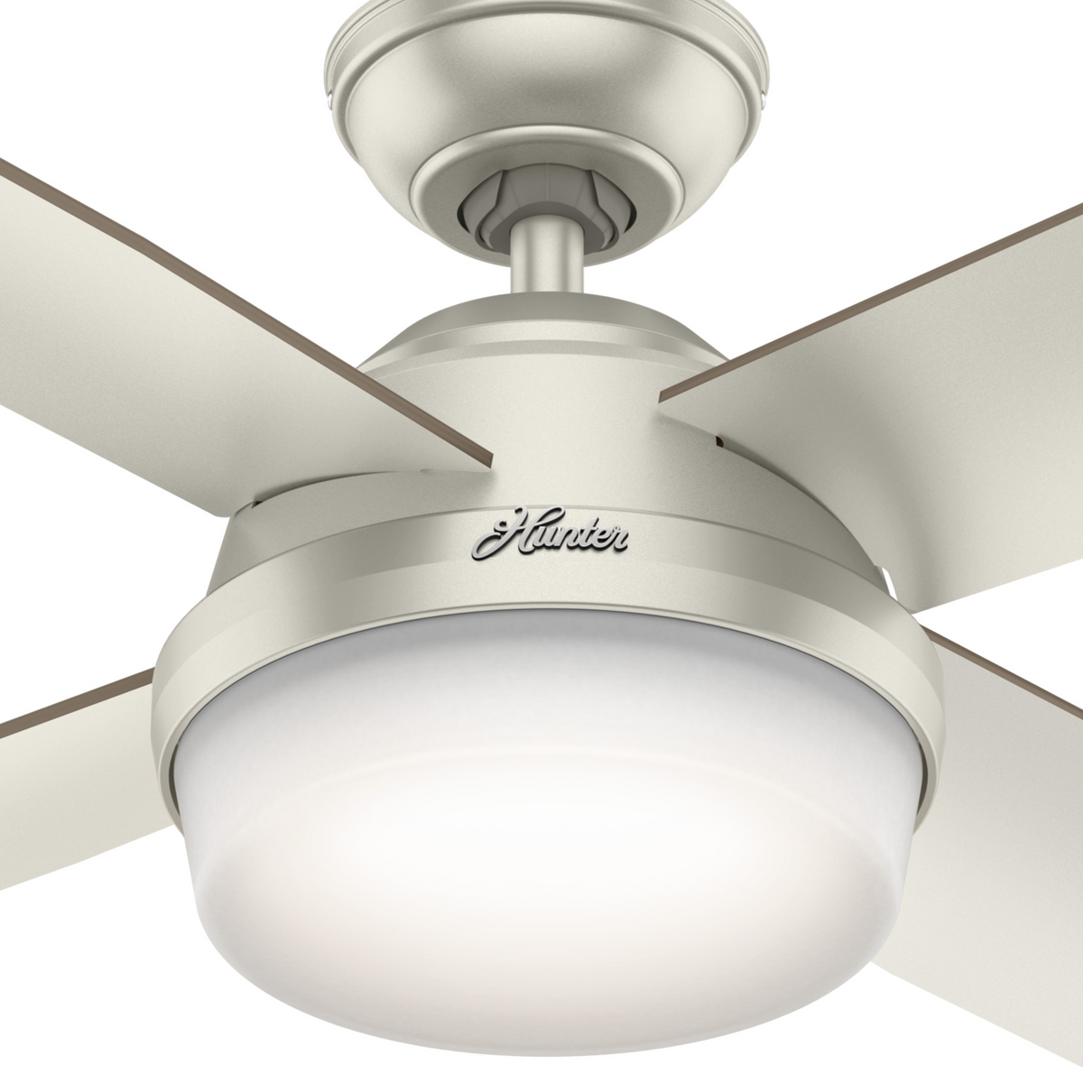 52 inch Dempsey Matte Nickel Damp Rated Ceiling Fan with LED Light Kit and Handheld Remote