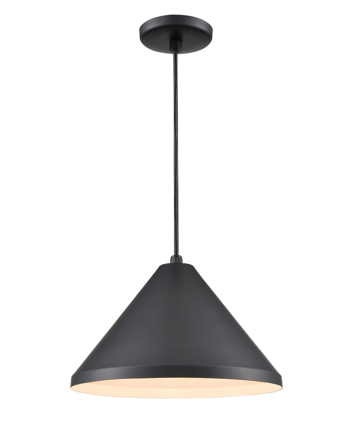 13 x 8.75-inch R Series Satin Black 1-Light Black Glass Cone Pendant Light