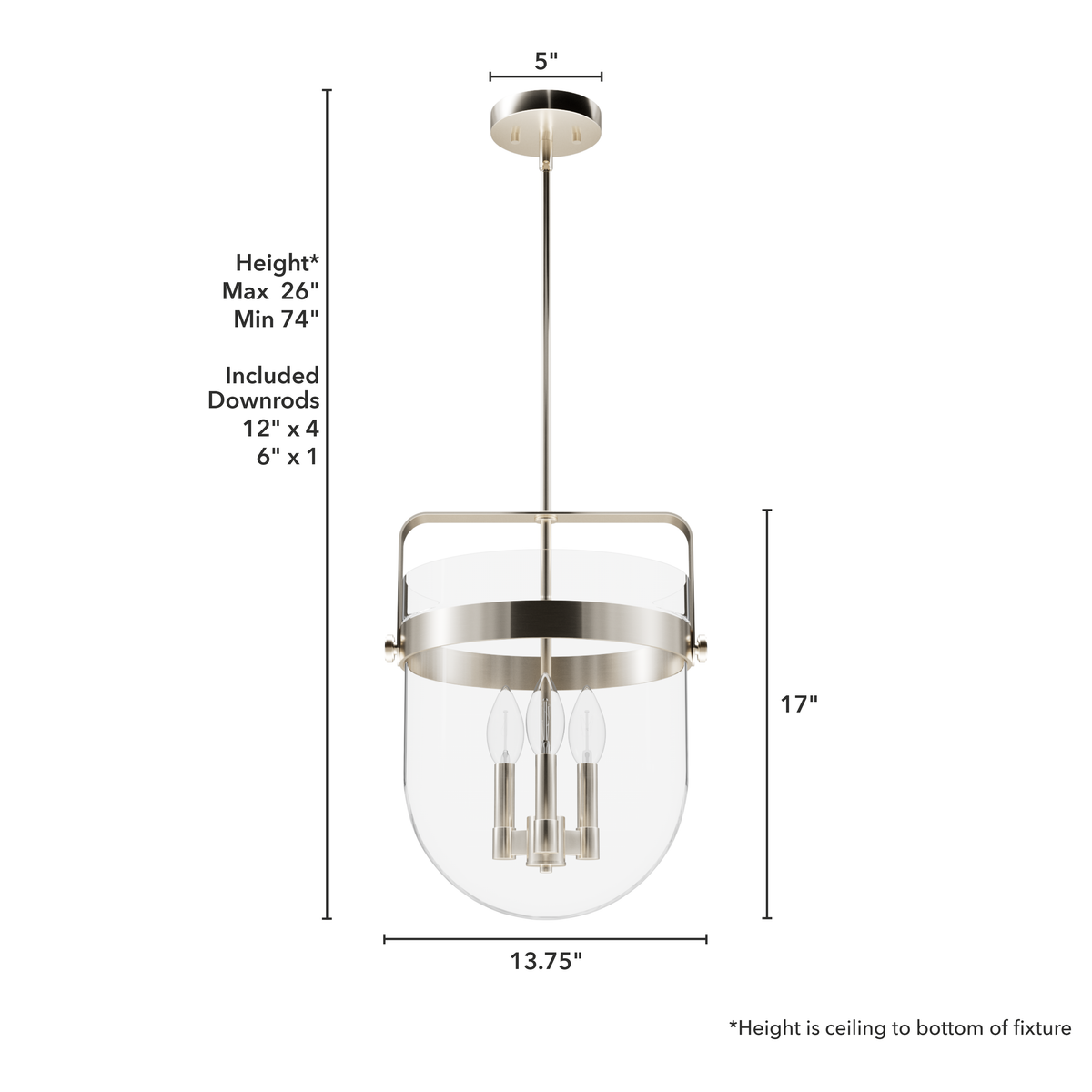 Karloff 14-inch 3-light Brushed Nickel Lantern Pendant with Clear Glass