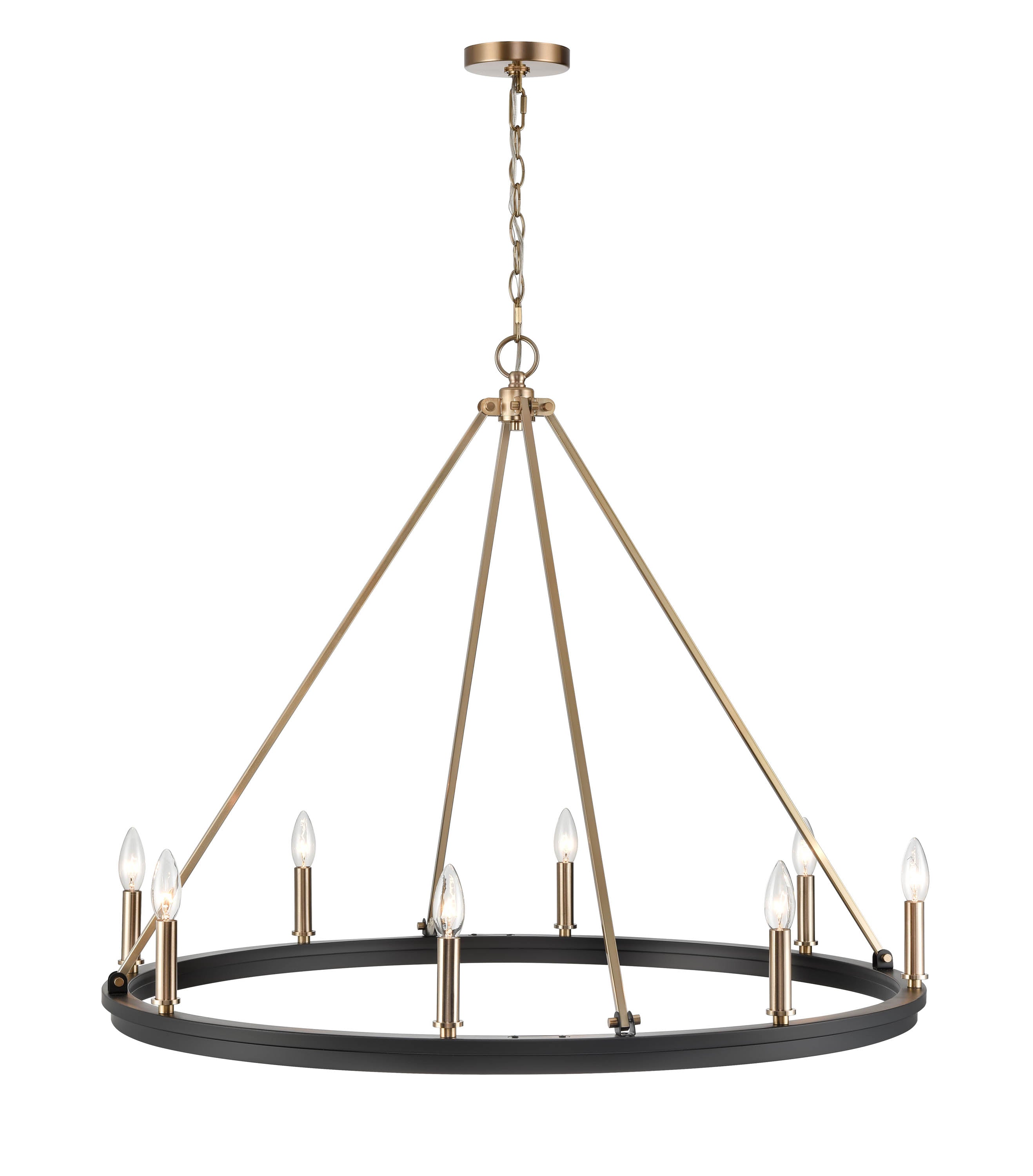 28'' Carruth Matte Black/Modern Gold 8 Light Chandelier
