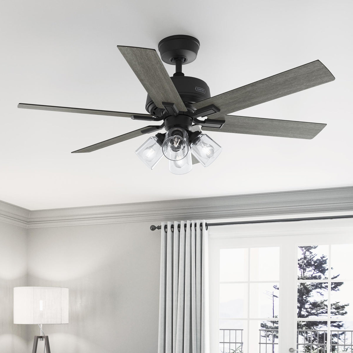 52 inch Fonthill ENERGY STAR® HunterExpress Matte Black Ceiling Fan with LED Light Kit and Handheld Remote