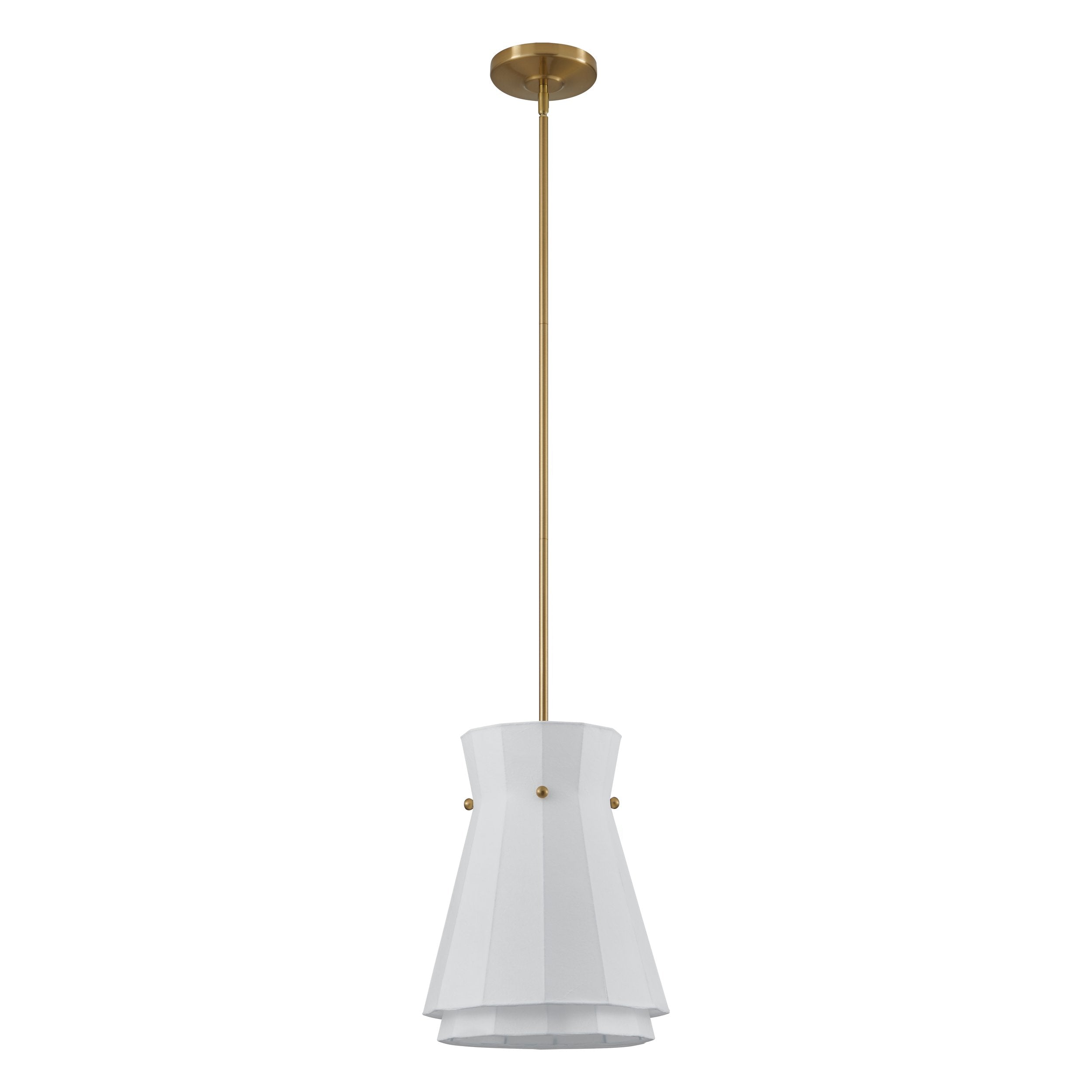Bryony 12-inch 1-light Brushed Gold Convertible Pendant with White Synthetic Silk Shade