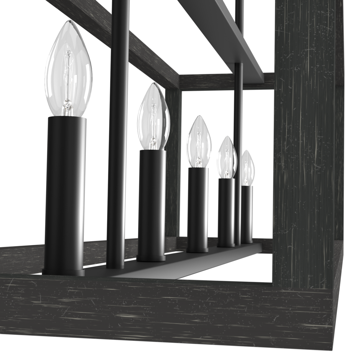 Squire Manor 40-inch 5-light Matte Black and Dark Ash Linear Chandelier