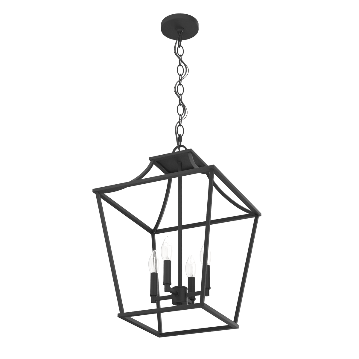 Laurel Ridge 15-inch 4-light Natural Black Iron Lantern Pendant