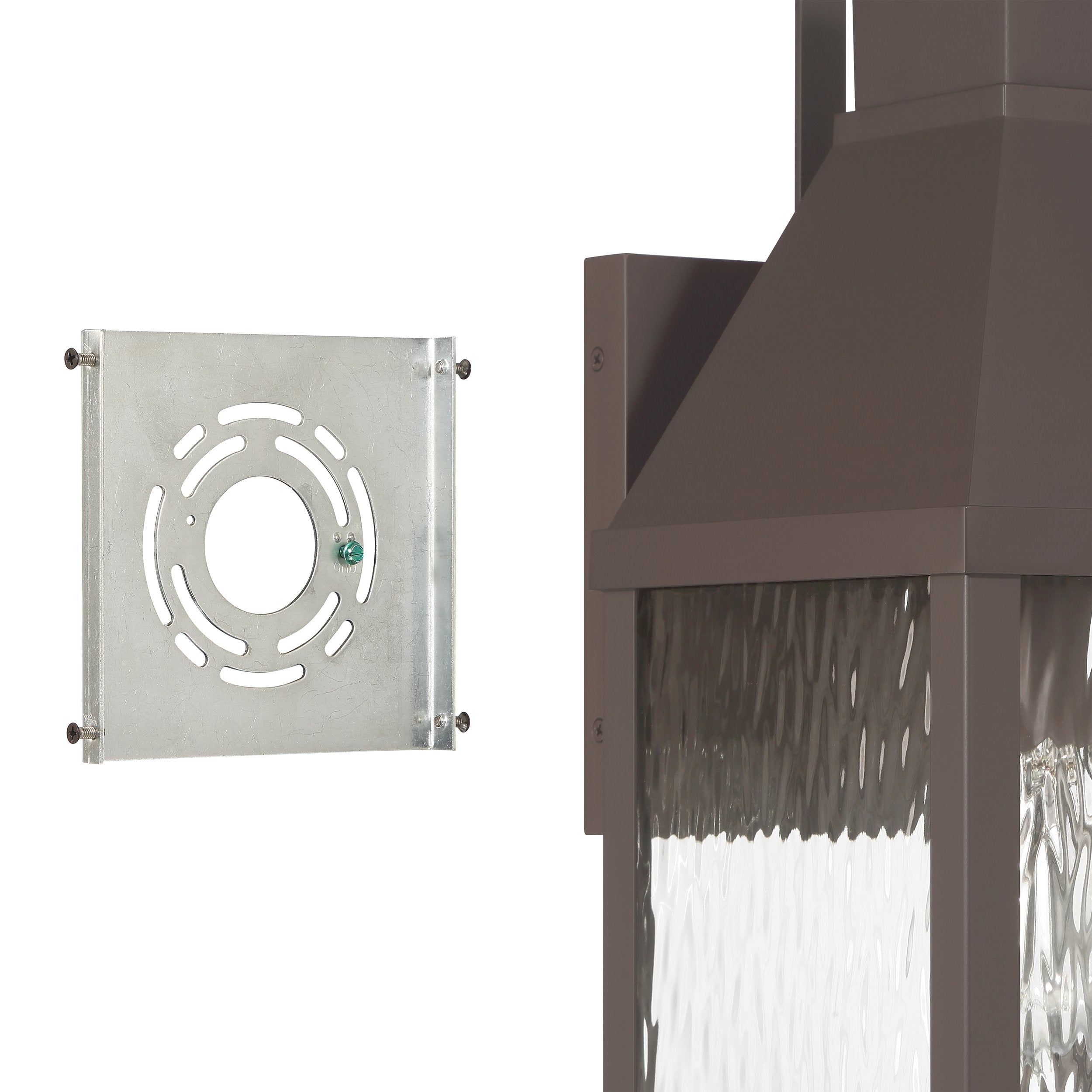 Glencrest 23-inch 1-light Dark Bronze Exterior Wall Sconce with Clear Water Glass