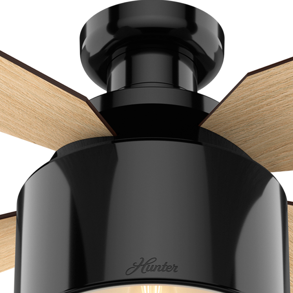 52 inch Cranbrook Gloss Black Low Profile Ceiling Fan with LED Light Kit and Handheld Remote