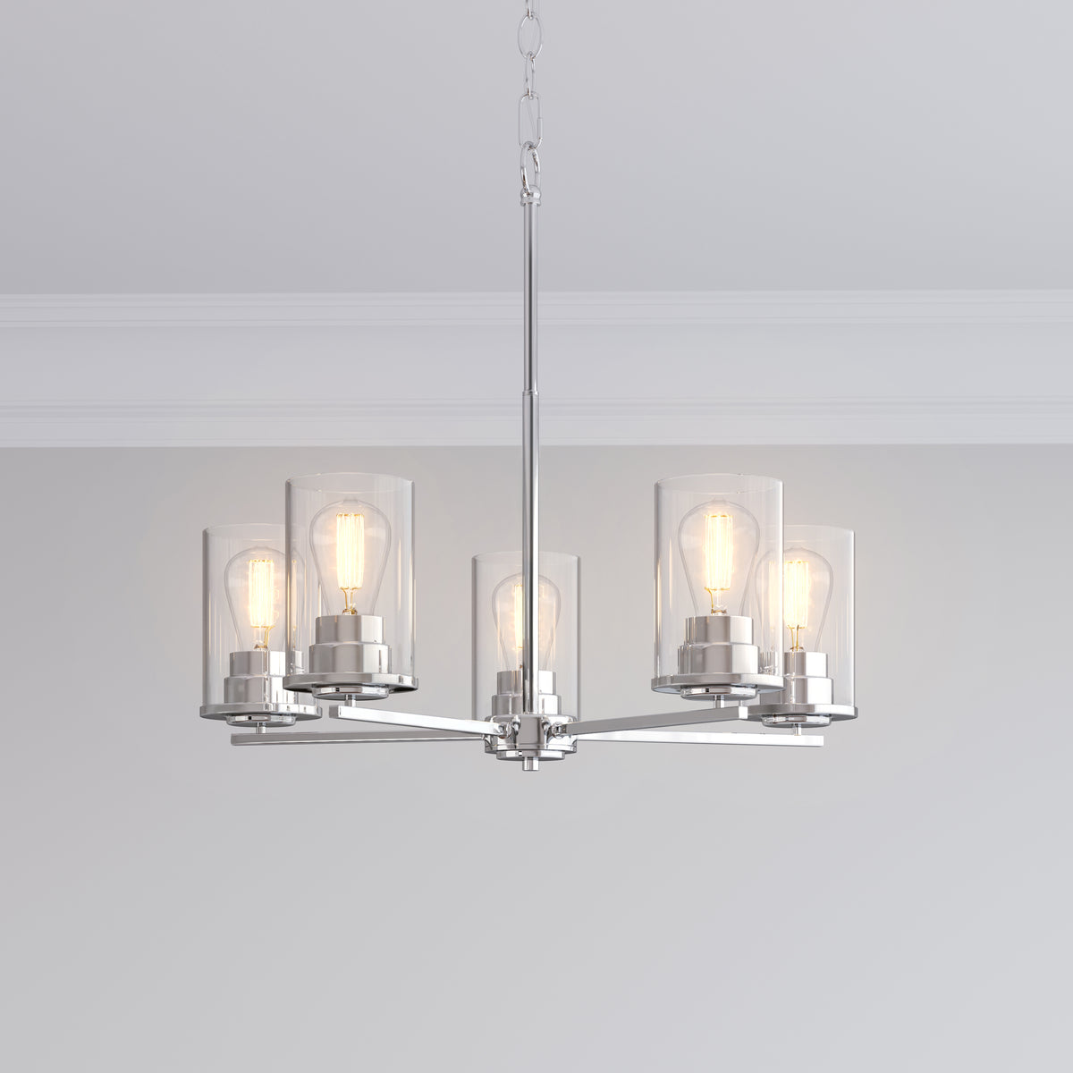 24-inch Verlana Chrome 5-Light Clear Glass Chandelier