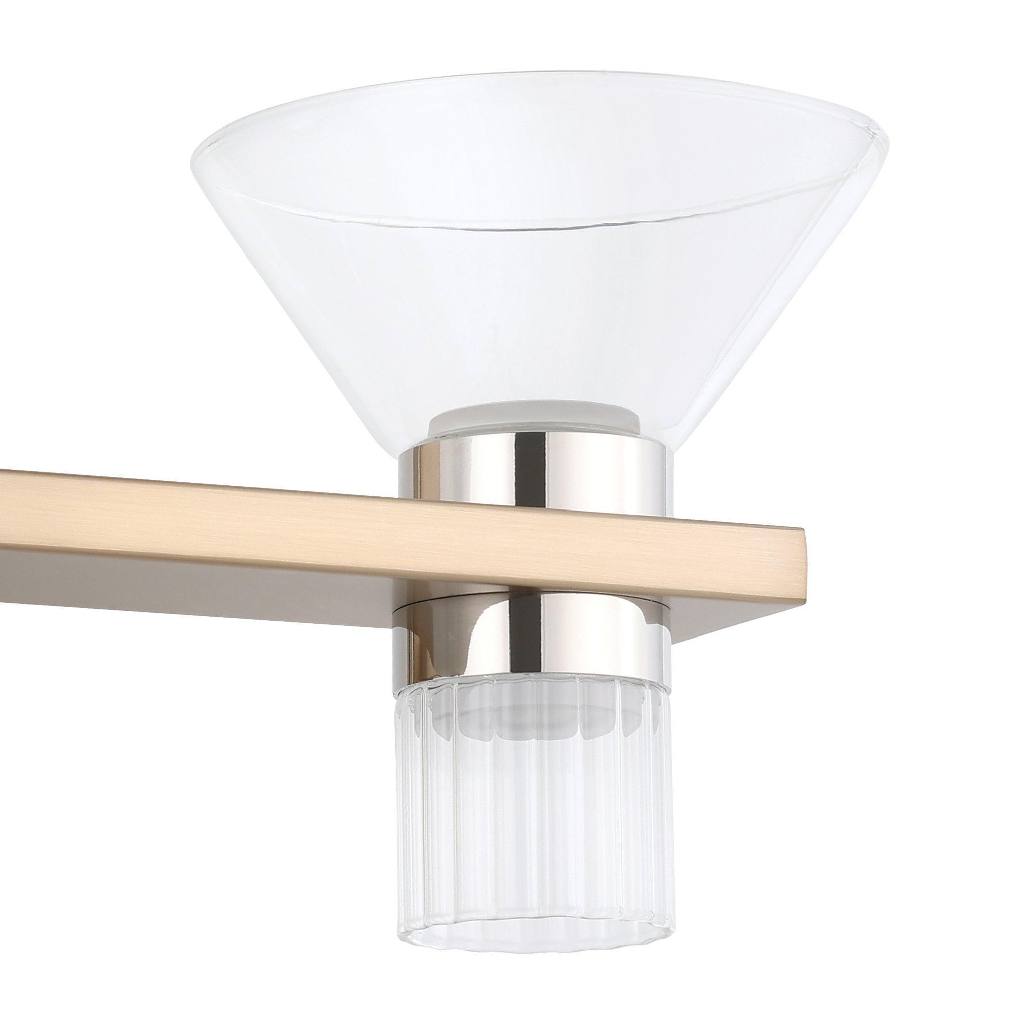Blake 16-inch 4-light Champagne Gold and Polished Nickel 5CCT LED Vanity Light with Clear and Clear Ribbed Glass