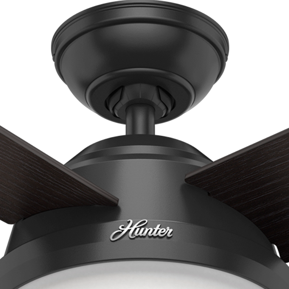 52 inch Dempsey Matte Black Damp Rated Ceiling Fan with LED Light Kit and Handheld Remote