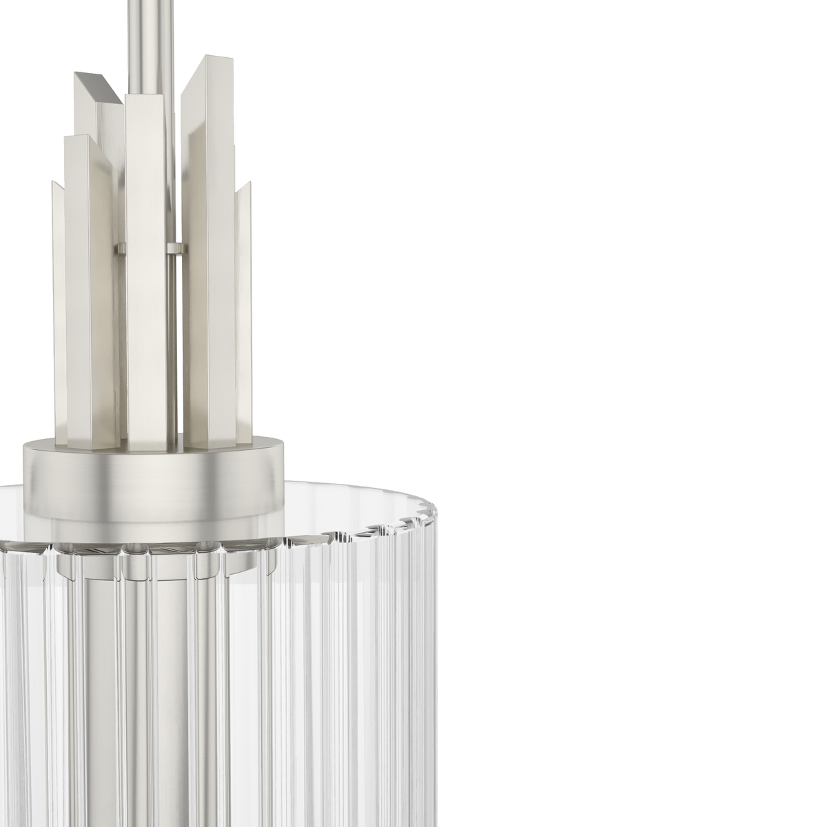 Gatz 6-inch 1-light Brushed Nickel Pendant with Clear Fluted Glass