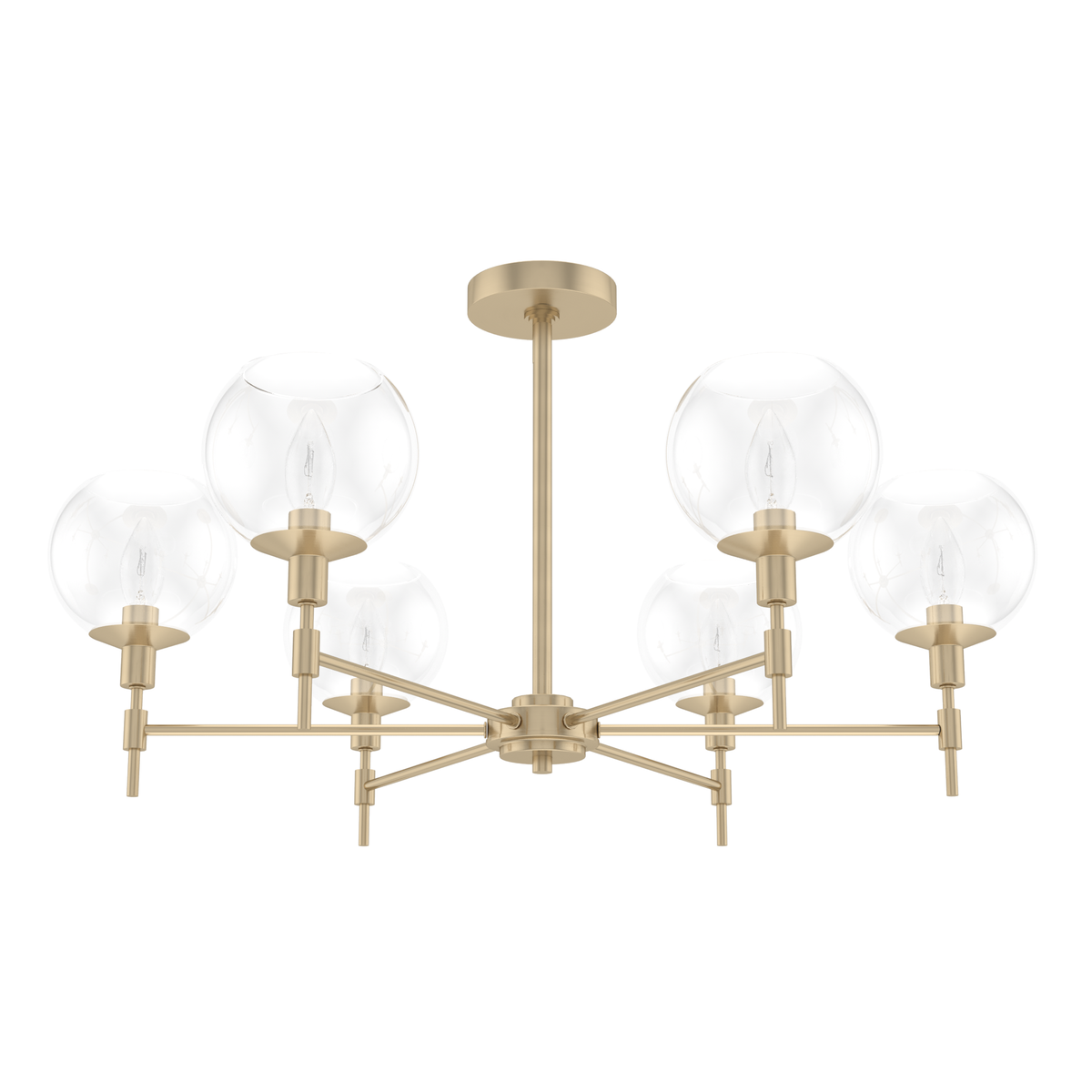 Xidane 32-inch 6-light Alturas Gold Chandelier with Clear Glass