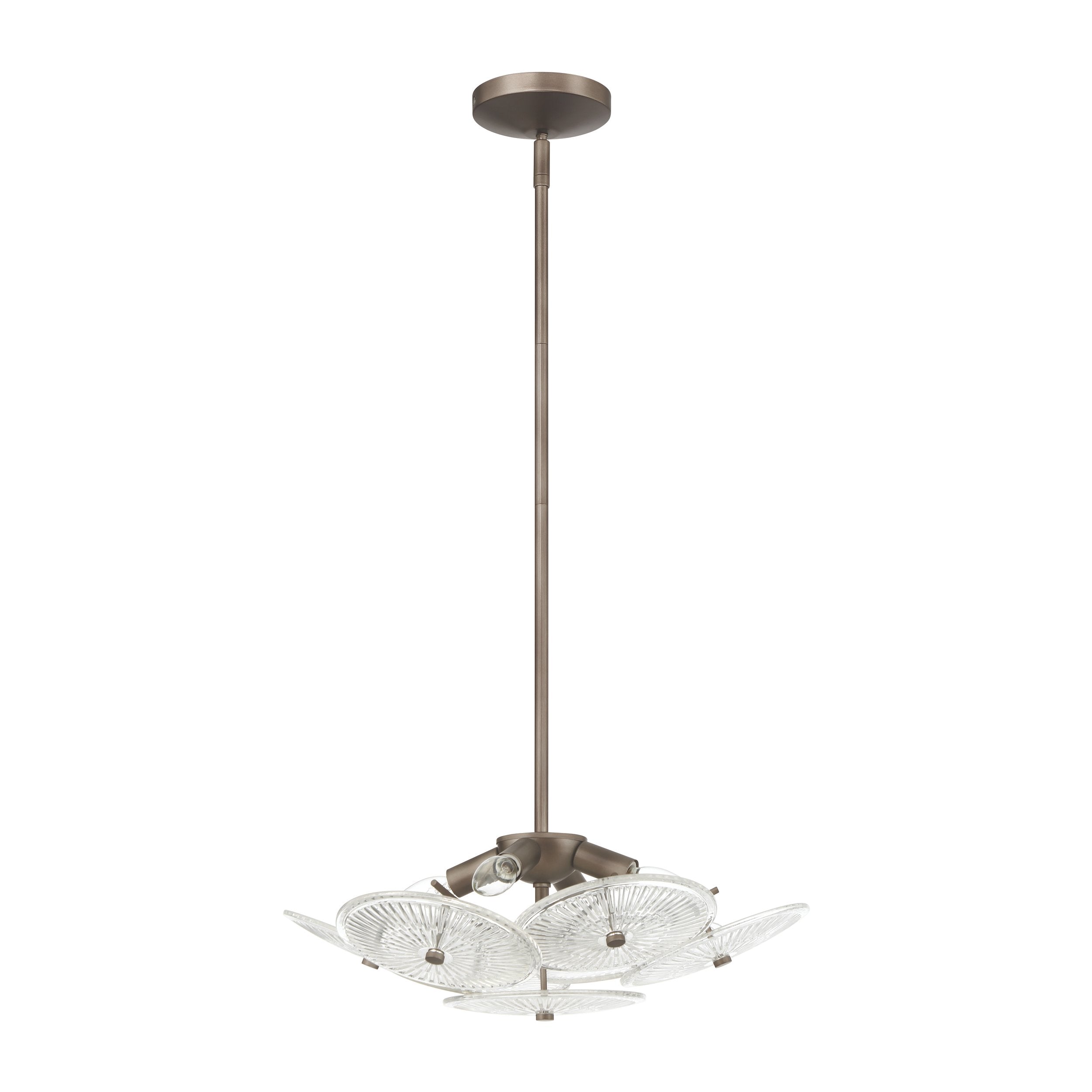 Avril 18-inch 4-light Forged Bronze Convertible Pendant with Clear Starburst Glass Shade