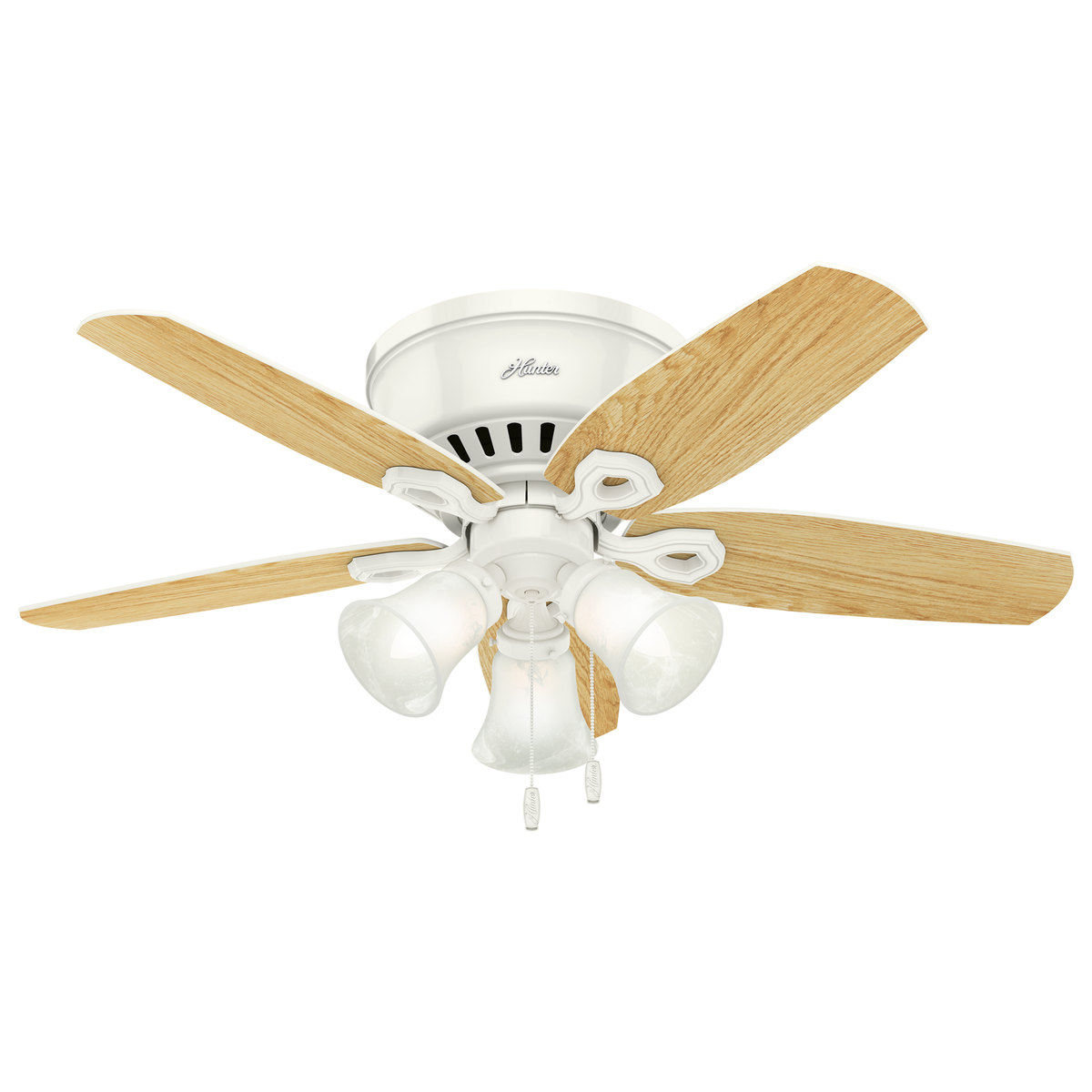 42 inch Builder Snow White Low Profile Ceiling Fan with LED Light Kit and Pull Chain