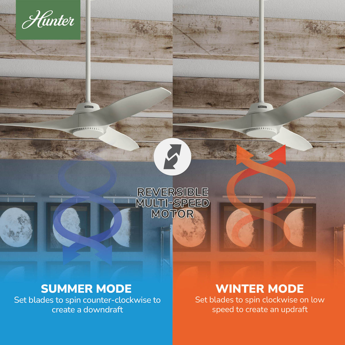 52 inch Mosley Fresh White Damp Rated Ceiling Fan and Wall Control