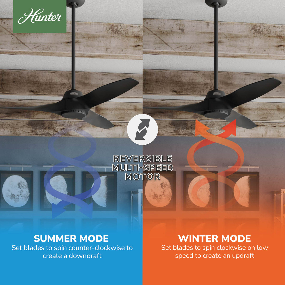 52 inch Mosley Matte Black Damp Rated Ceiling Fan and Wall Control