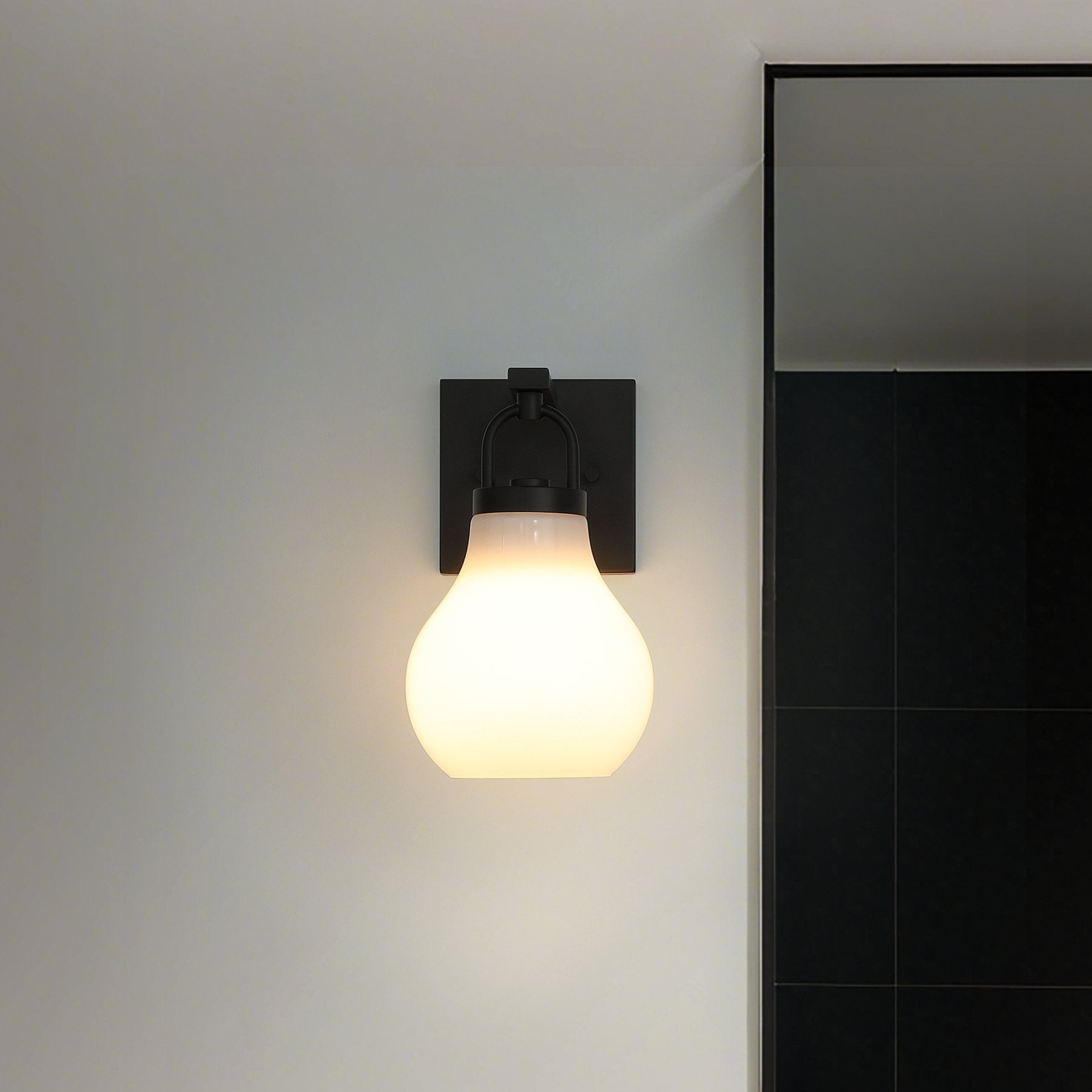 Mansfield 6-inch 1-light Matte Black Vanity Light with Opal Glass Shade