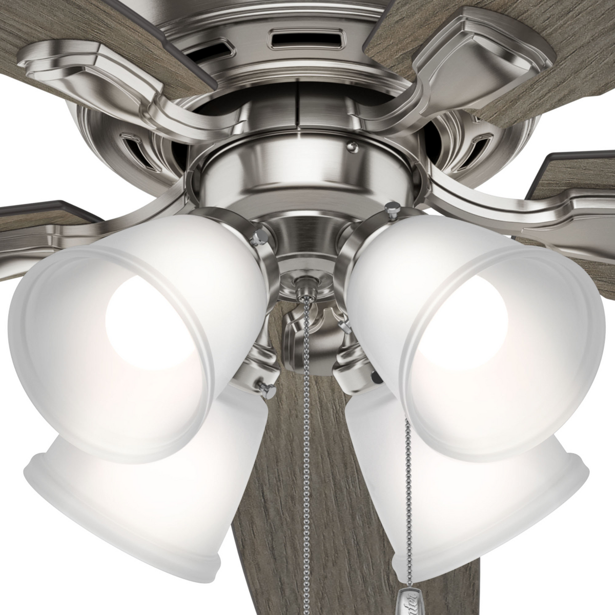 52 inch Amberlin Brushed Nickel Ceiling Fan with LED Light Kit and Pull Chain